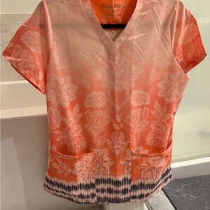 Women’s Coral Floral V-Neck Top